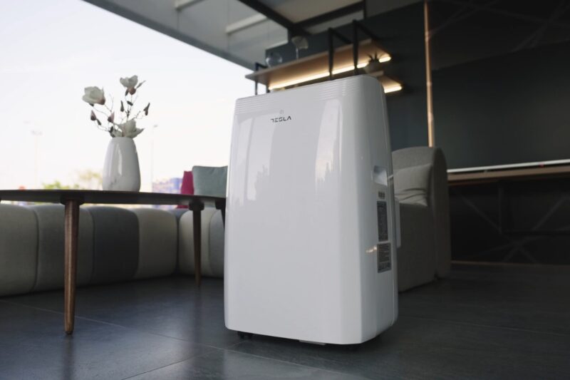 bela teslina pokretna klima u dnevnom boravku